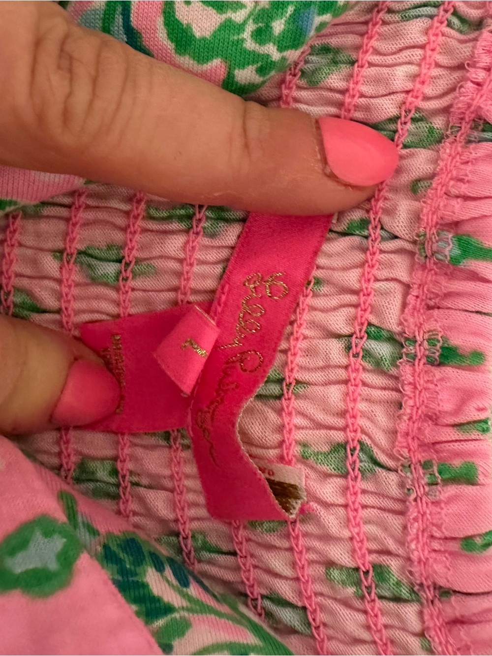 Lilly Pulitzer Pink & Green Tropical Print Spaghetti Strap Dress - Picture 3 of 3